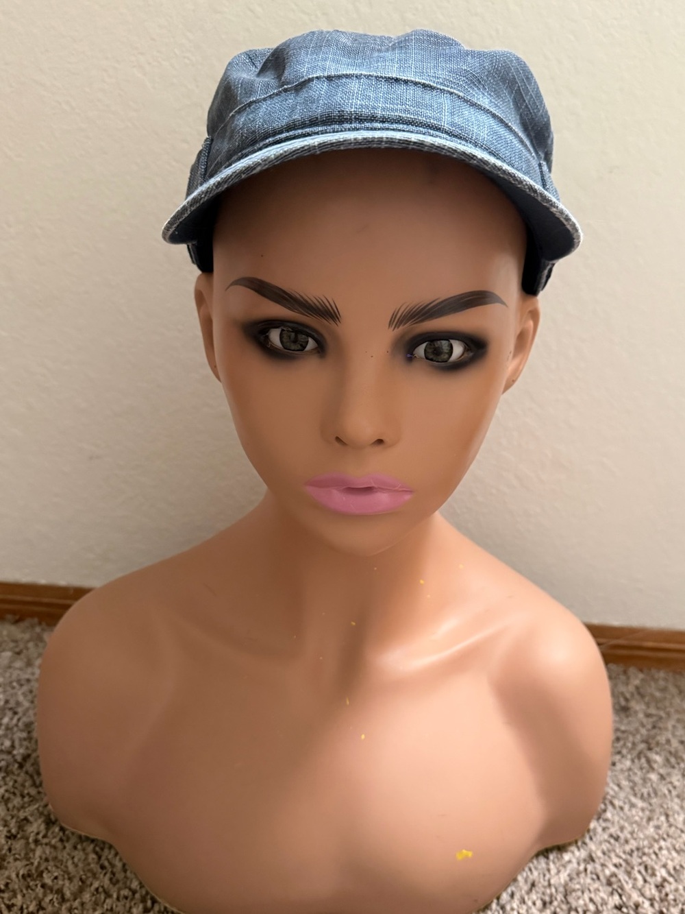 Casual Denim-Style Women's Cap - Light Blue